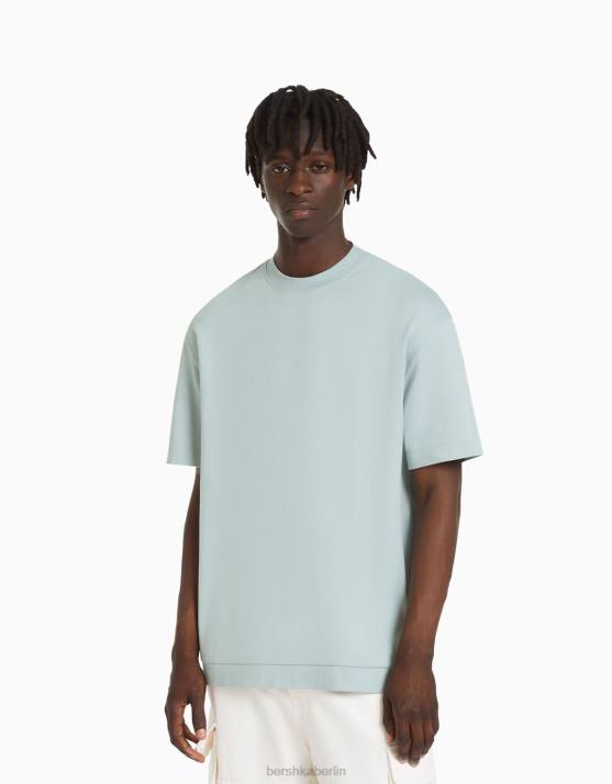 Grün Bershka Männer Kurzärmliges Interlock-T-Shirt H00J2750