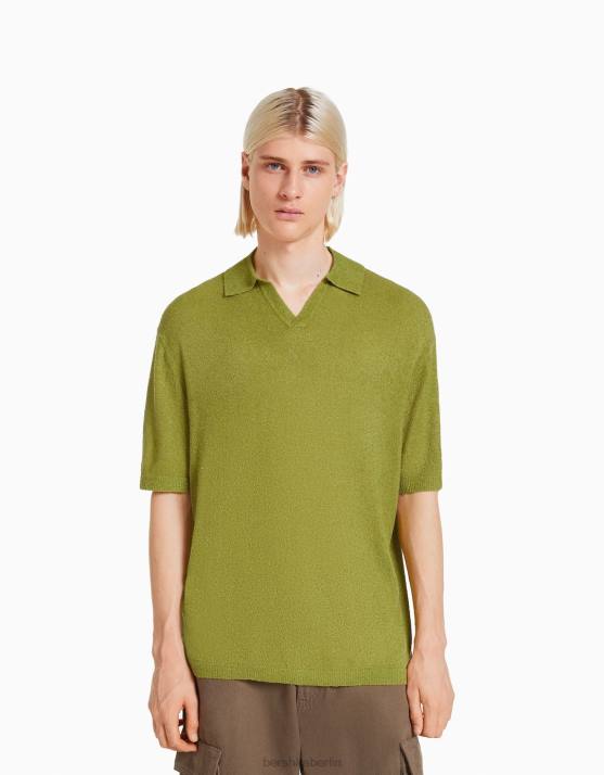Grün Bershka Männer Kurzarm-Poloshirt H00J2775