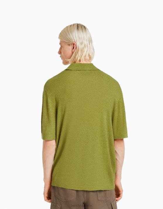 Grün Bershka Männer Kurzarm-Poloshirt H00J2775