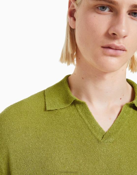 Grün Bershka Männer Kurzarm-Poloshirt H00J2775