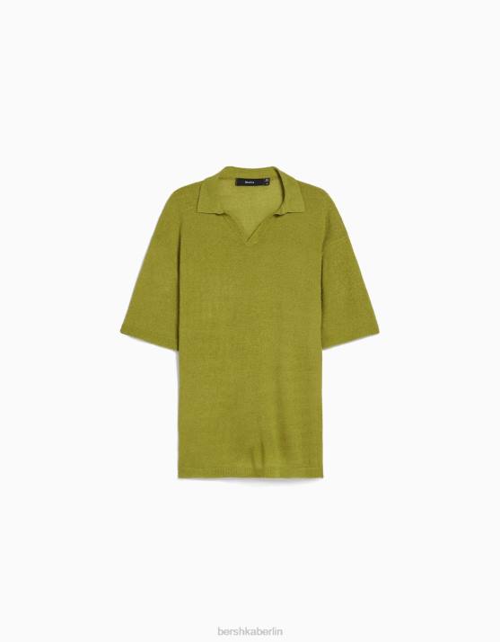 Grün Bershka Männer Kurzarm-Poloshirt H00J2775