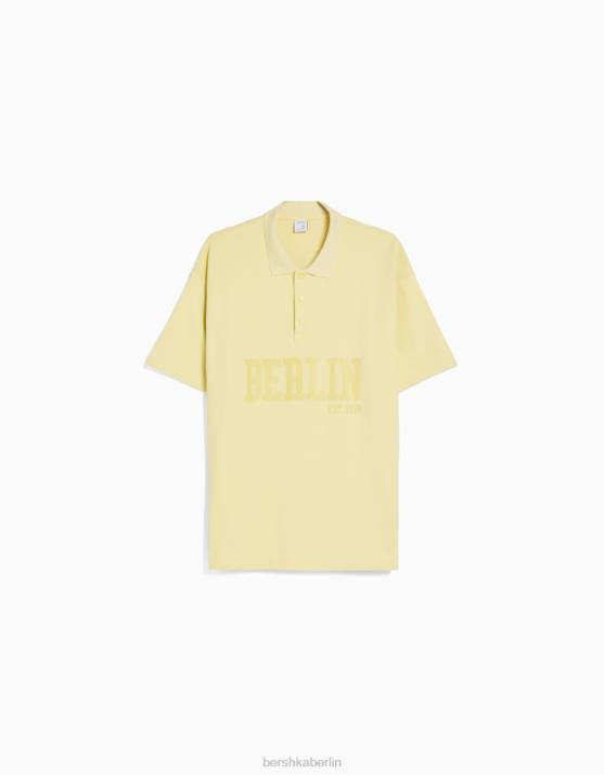 Kalk Bershka Männer Interlock-Poloshirt mit Berlin-Print H00J2802