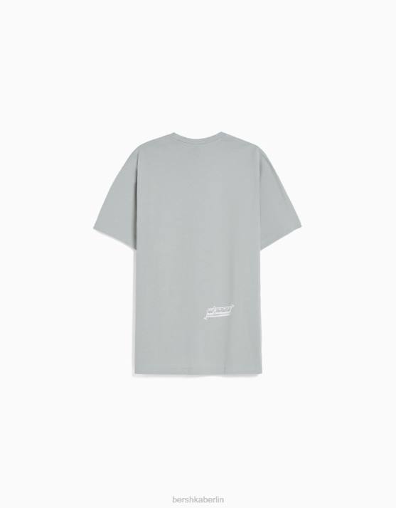 Kamel Bershka Männer Kurzärmliges 90er-Jahre-T-Shirt mit kastiger Passform und Anime-Print H00J2732