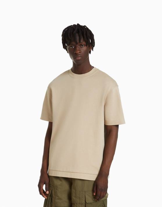 Kamel Bershka Männer Kurzärmliges Interlock-T-Shirt H00J2747