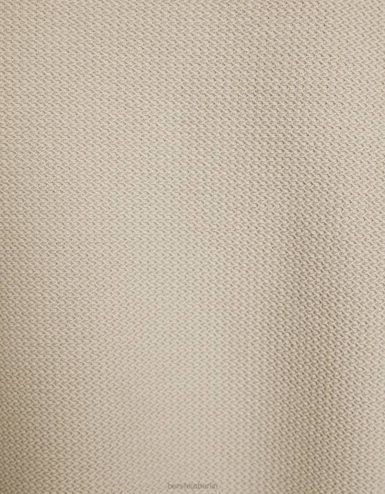 Kamel Bershka Männer Strukturiertes Kurzarm-T-Shirt H00J2772