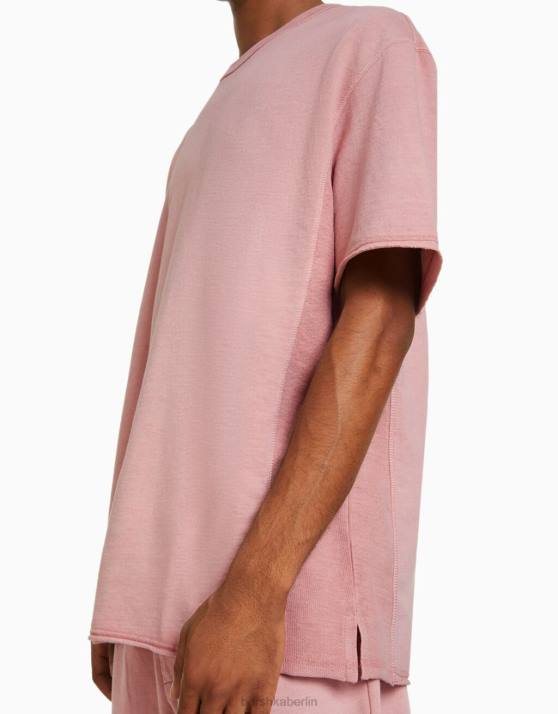 Rosa Bershka Männer Kurzärmliges, verblasstes T-Shirt H00J2646