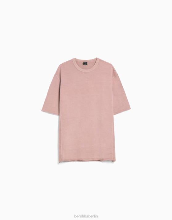 Rosa Bershka Männer Kurzärmliges, verblasstes T-Shirt H00J2646