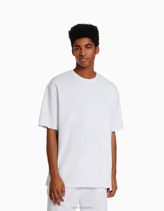 Weiss Bershka Männer Kurzärmliges, verblasstes T-Shirt H00J2647