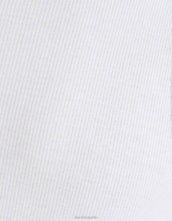 Weiss Bershka Männer geripptes ärmelloses T-Shirt H00J2666