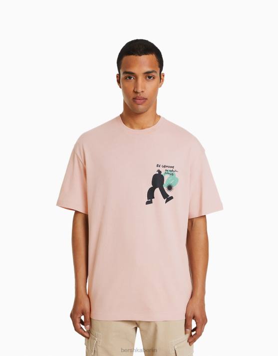 andere Bershka Männer Bedrucktes, legeres Kurzarm-T-Shirt H00J2816