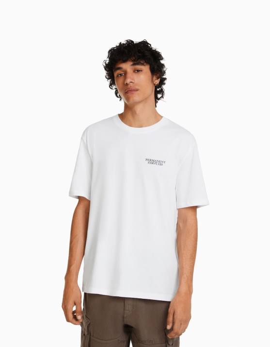 andere Bershka Männer Kurzärmliges T-Shirt mit entspannter Passform und Aufdruck H00J2640