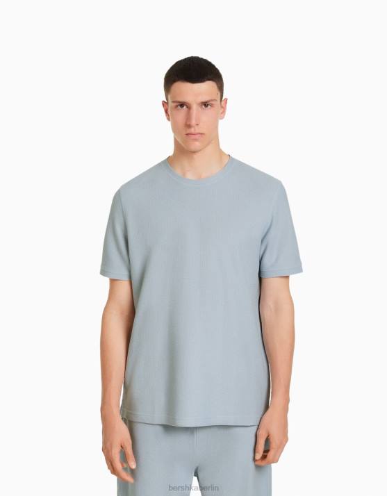 exklusiv Bershka Männer Strukturiertes Kurzarm-T-Shirt H00J2624