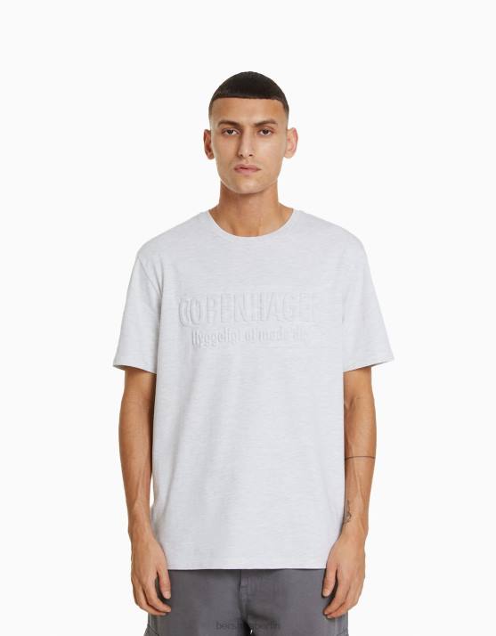 grau Bershka Männer Easy-Fit-Kurzarm-T-Shirt H00J2719