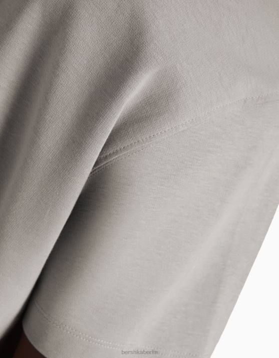 grau Bershka Männer Kurzärmliges Interlock-T-Shirt H00J2748