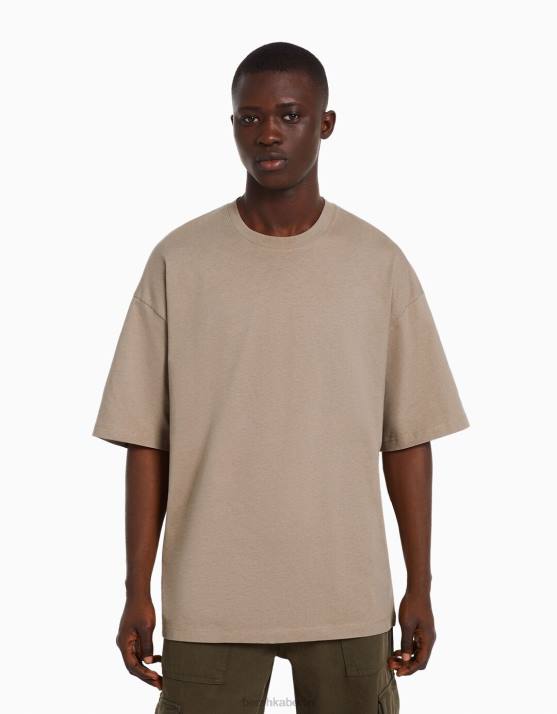grau Bershka Männer übergroßes Kurzarm-T-Shirt H00J2663