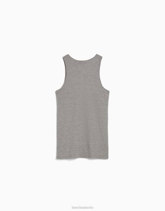 grau Bershka Männer geripptes ärmelloses T-Shirt H00J2668