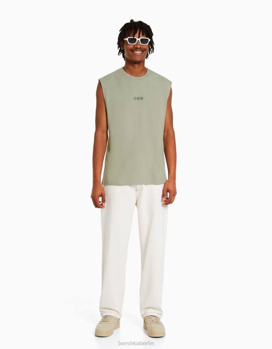 khaki Bershka Männer Ärmelloses T-Shirt im Builder-Stil H00J2781