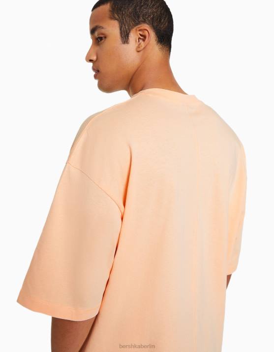 orange Bershka Männer übergroßes Kurzarm-T-Shirt H00J2662