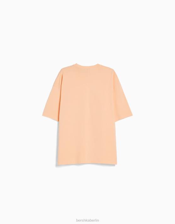 orange Bershka Männer übergroßes Kurzarm-T-Shirt H00J2662
