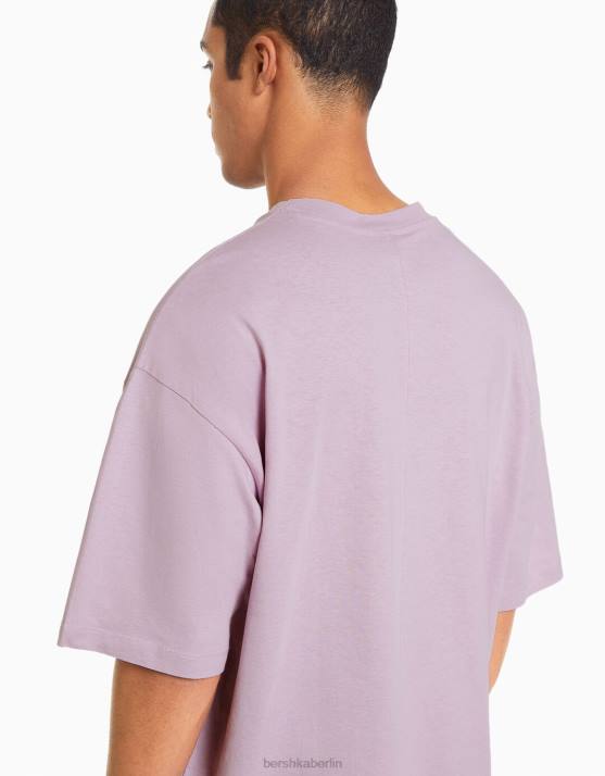 violett Bershka Männer übergroßes Kurzarm-T-Shirt H00J2661