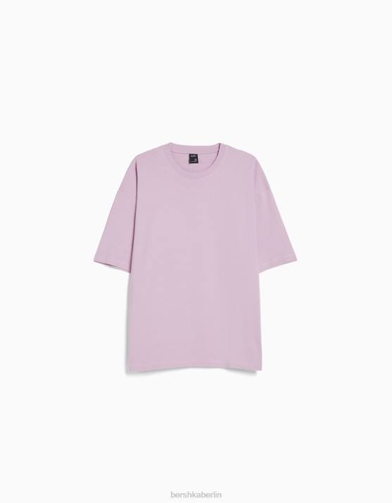 violett Bershka Männer übergroßes Kurzarm-T-Shirt H00J2661