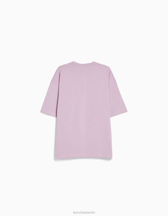 violett Bershka Männer übergroßes Kurzarm-T-Shirt H00J2661