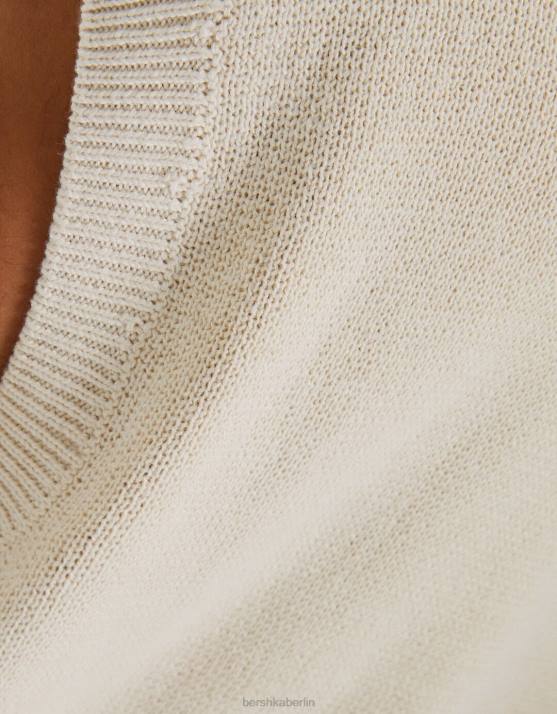 Creme Bershka Männer Strickweste mit Kapuze H00J3011