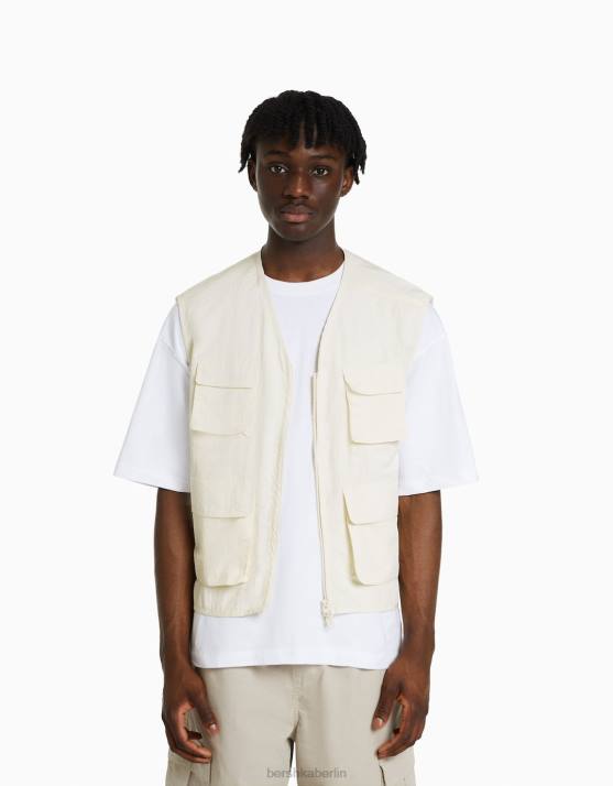 Gelb Bershka Männer Weste mit mehreren Taschen H00J3038