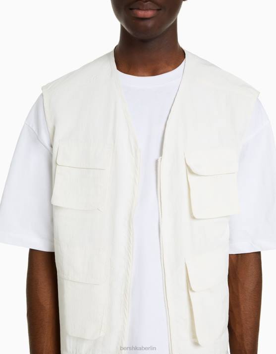 Gelb Bershka Männer Weste mit mehreren Taschen H00J3038