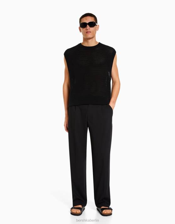 Schwarz Bershka Männer Netzweste H00J3001