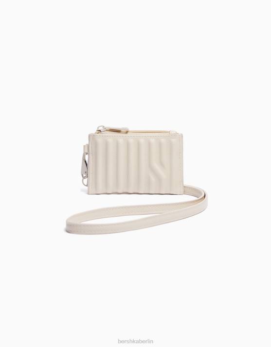 Creme Bershka Männer Kartenetui aus Kunstleder mit Riemen H00J3609
