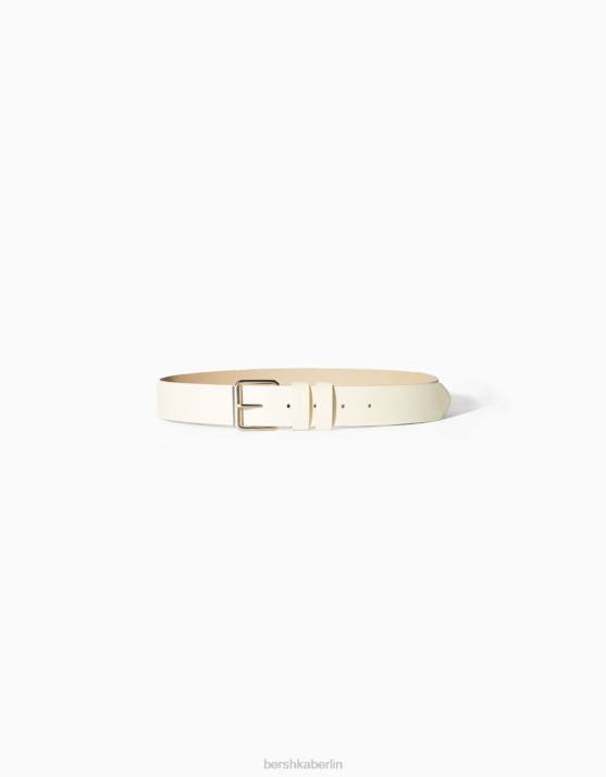 Creme Bershka Männer Breiter Kunstledergürtel H00J3631
