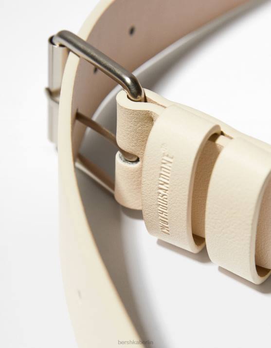 Creme Bershka Männer Breiter Kunstledergürtel H00J3631