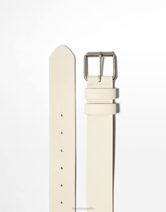 Creme Bershka Männer Breiter Kunstledergürtel H00J3631