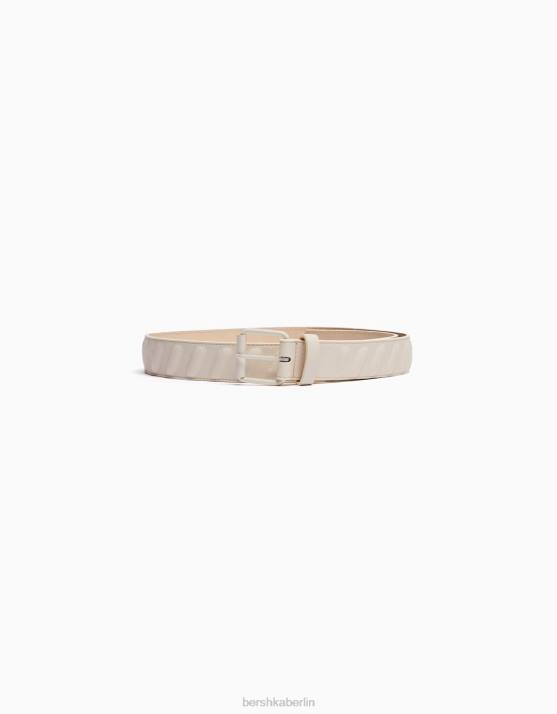 Creme Bershka Männer Gürtel aus Kunstleder H00J3633