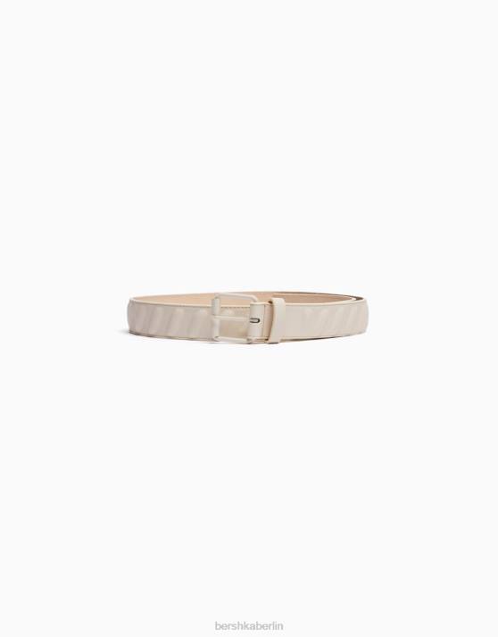 Creme Bershka Männer Gürtel aus Kunstleder H00J3635