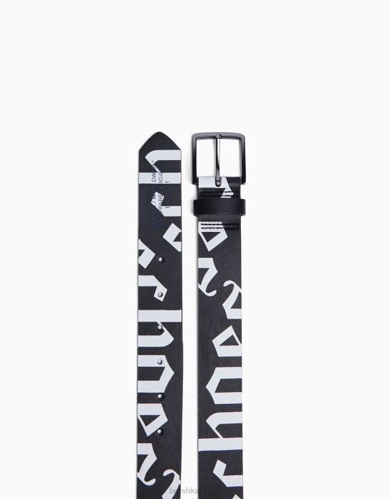 Schwarz Bershka Männer Bedruckter Gürtel H00J3641
