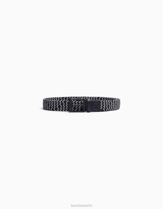 Schwarz Bershka Männer Beiger geflochtener Gürtel H00J3628