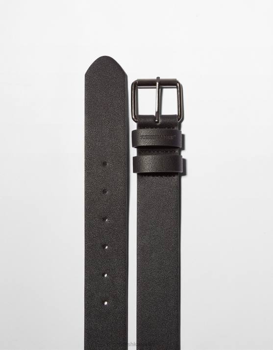 Schwarz Bershka Männer Breiter Kunstledergürtel H00J3638