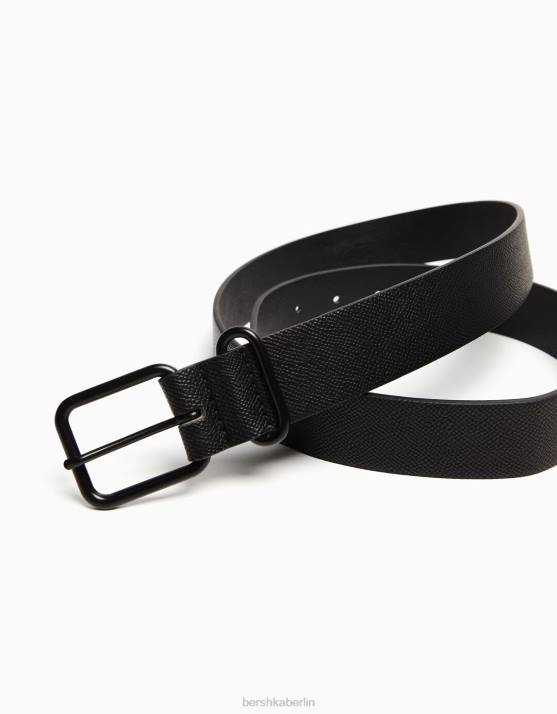 Schwarz Bershka Männer Strukturierter Gürtel H00J3632