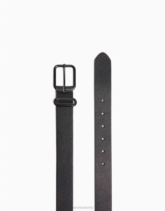 Schwarz Bershka Männer Strukturierter Gürtel H00J3632