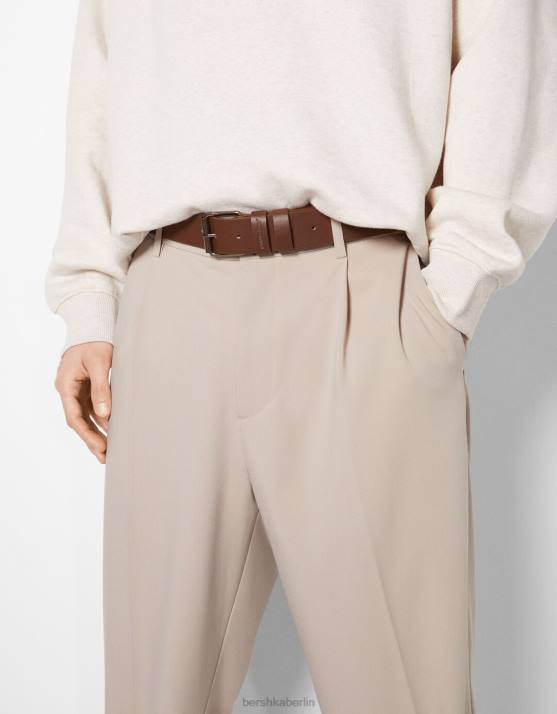 braun Bershka Männer Breiter Kunstledergürtel H00J3636