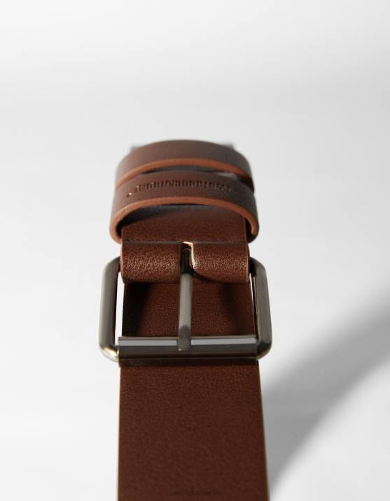 braun Bershka Männer Breiter Kunstledergürtel H00J3636