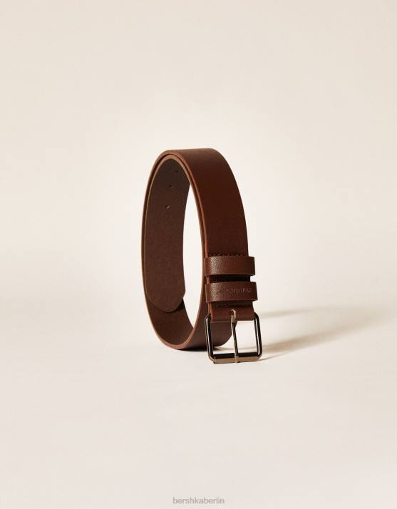 braun Bershka Männer Breiter Kunstledergürtel H00J3636