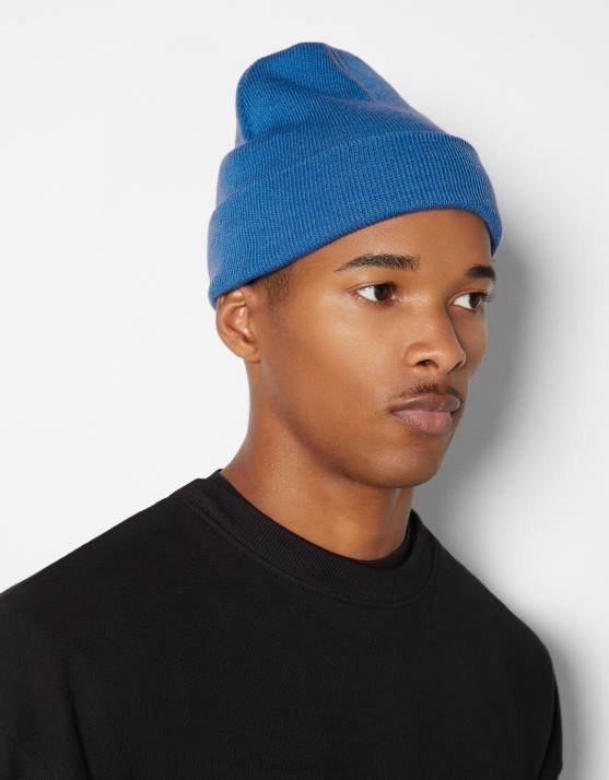 Blau Bershka Männer Einfache Mütze H00J3616