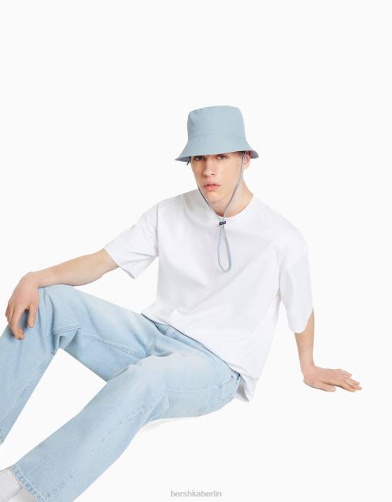 Blau Bershka Männer Regenhut aus Nylon mit Riemen H00J3613