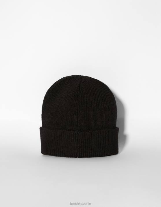 Schwarz Bershka Männer kurze Mütze H00J3623