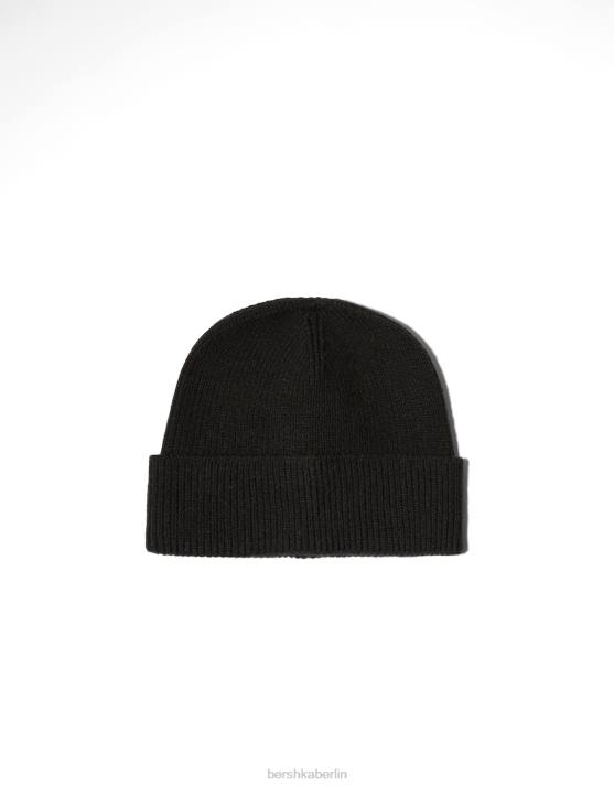 Schwarz Bershka Männer kurze Mütze H00J3623