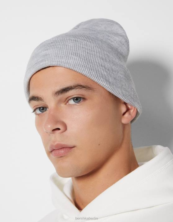grau Bershka Männer Einfache Mütze H00J3626
