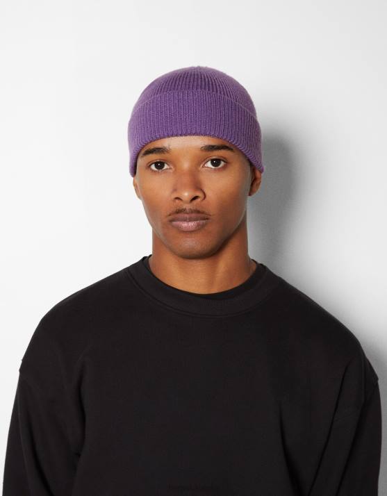 violett Bershka Männer kurze Mütze H00J3619